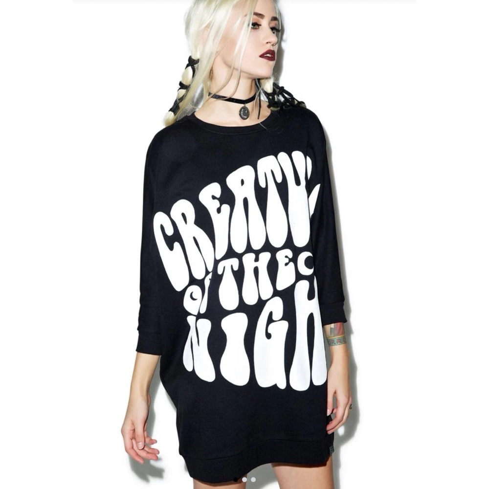 Killstar / Dolls Kill Creature of the Night oversized batwing sweatshirt dress